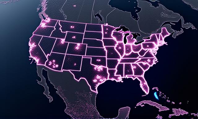 Logistics map highlighting Rockwall Texas and nationwide connections
